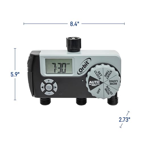 Orbit Programmable Digital Hose Watering Timer, 3 Outlet, Black - 56233 - size: 3 Outlet (2 Digital, 1 Manual)