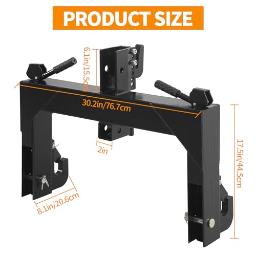 3-Point Quick Hitch Category 1 Tractor Implement Adaption, No Bushings Required, Red Powder Coat, 3000 Lb Lift Capacity