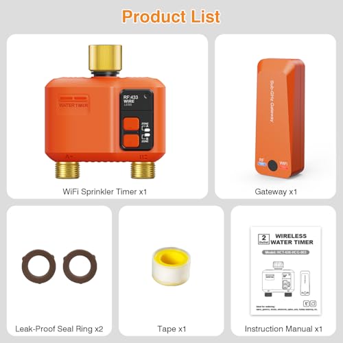 WiFi Sprinkler Timer 2 Zone, Smart Water Timer with Brass Inlet & Outlet - style: 2 Outlet- Brass