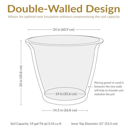 Sunnydaze Anjelica 24'' Large Plastic Planter Pot for Plants, Sable - color: Sable, size: 24 in
