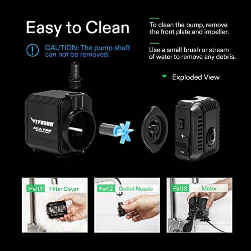 VIVOSUN 2-pack 210GPH Submersible Fountain Water Pump for Pond, Aquarium - size: 6"×5"-210-2-pack