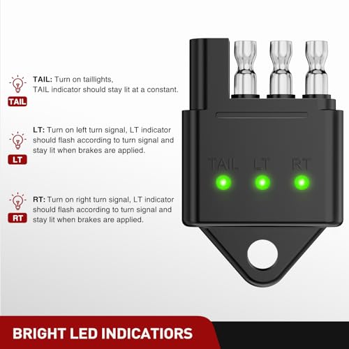 Nilight 4 Way Flat Trailer Wiring Circuit Tester Male End - color: 4-Way Flat Trailer Wiring Tester