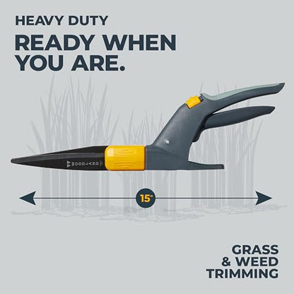Woodland Tools Heavy Duty Rotating Grass Shears – 180 Degree Pivoting Head, Non Stick Steel Blades, Ergonomic Grip, Manual Grass Clippers for Trimming Around Beds, Walkways, and Edges - style: Heavy Duty Rotating Grass Shears