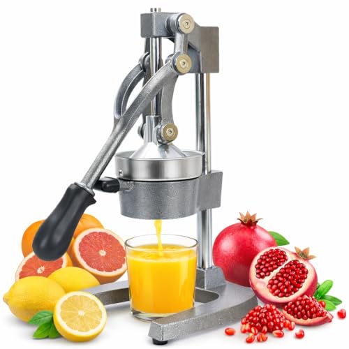 Cast Iron Juicer Hand Press Heavy Duty, Orange Juicer - color: Gray