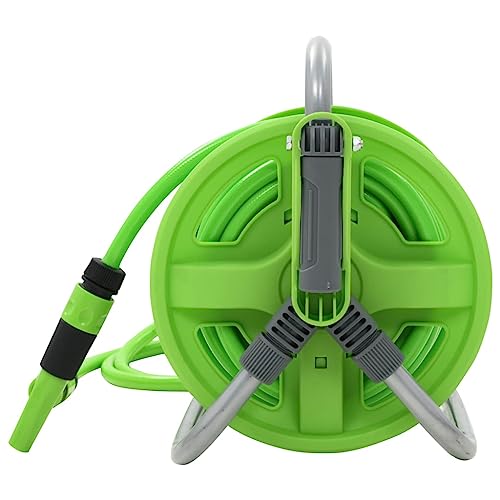 Retractable Garden Water Hose Reel 65.6ft PVC Hose with 6.6ft Lead-in Hose, Wall-Mounted Irrigation System with Spray Nozzle, Adjustable Flow for Lawn, Patio and Car Cleaning