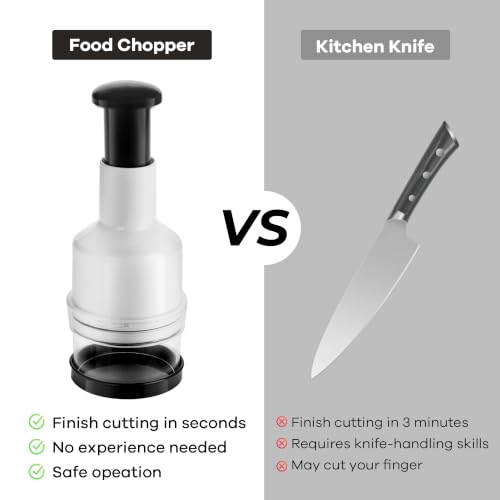 Vegetable Chopper, Manual Food Processor, Hand Push Garlic Onion Cutter, Suitable for Vegetables, Ginger, Fruits, Nuts, Herbs