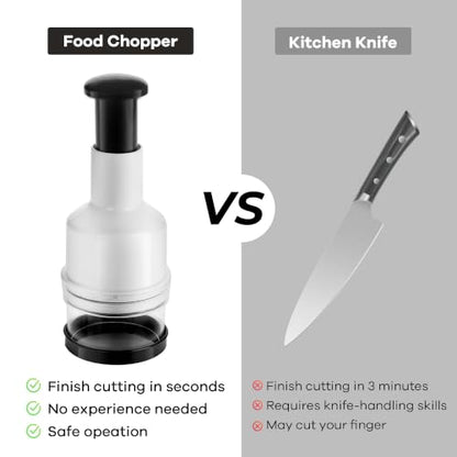Vegetable Chopper, Manual Food Processor, Hand Push Garlic Onion Cutter, Suitable for Vegetables, Ginger, Fruits, Nuts, Herbs