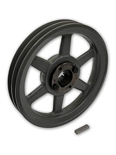 Double Groove 8.25" Cast Iron Electric Motor " H " Pulley/Sheave, Bushing Included, for 3/8" and 1/2" Top Width 3L/A/AK/4L/4LK Section V Belt, 2 Groove (1-3/8" Shaft / 1.375 Bore, 2AK84H)
