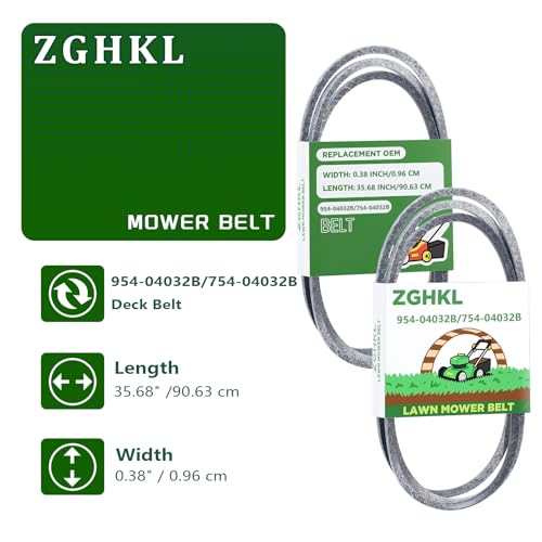 954-04032B 754-04032B Mower Belt Deck Belts Compatible with Troy Bilt MTD Cub Cadet 754-04032A 954-04032A 754-0465 954-0465 Lawn Mowers Parts 3/8'' x 35.68'' - size: 35.68"L x 0.38"W