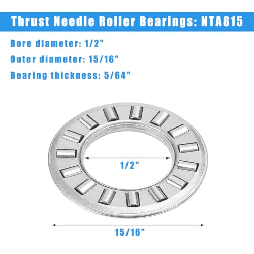 4 Sets NTA815+2TRA, Thrust Needle Roller Bearings, ID 1/2", OD 15/16" - size: NTA815+2TRA
