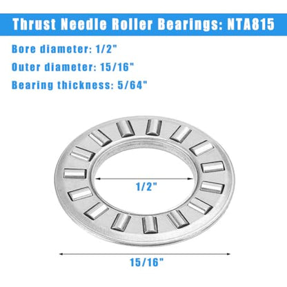 4 Sets NTA815+2TRA, Thrust Needle Roller Bearings, ID 1/2", OD 15/16" - size: NTA815+2TRA
