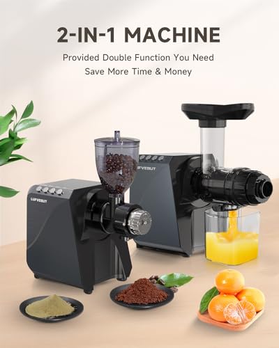 Cold Press Slow Juicer with Electric Coffee Grinder for Ginger - color: Meteorite Grey