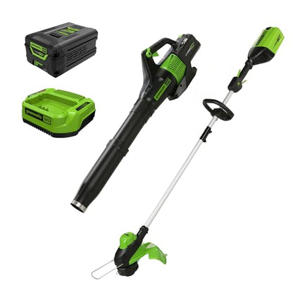 Greenworks 60V 13 in String Trimmer & 540 CFM Blower Combo, 2.5 Ah Battery - size: 60V 13" + 540CFM (4.0Ah), style: Trimmer + Blower Combo