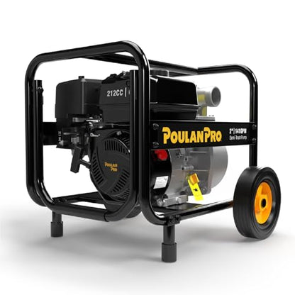 Poulan Pro 2-inch Semi Trash Pump with Wheels, 6HP 212cc 4-cycle Engine - size: 2 inch with wheels
