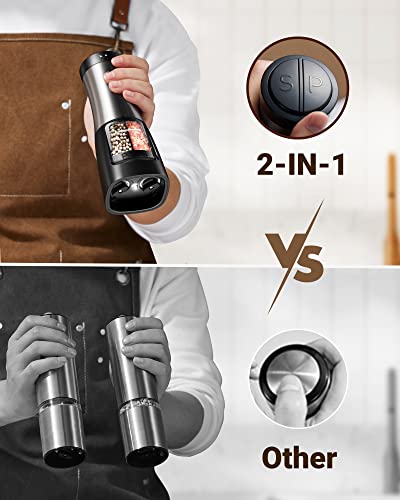 Sangcon 2-in-1 Automatic Electric Salt and Pepper Grinder with LED Light - color: Battery-Operated