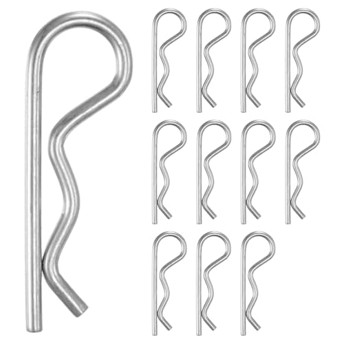 M METERXITY 12 Pcs Hitch Pin, M2.5 x 45mm 304 Stainless Steel Trailer Hitch Pin Clips R Clips Cotter Pins for Tractor/Lawn Mower/Trucks/Engine Repair, Hardware Pins Lock System [Silver] - size: M2.5 x 45mm