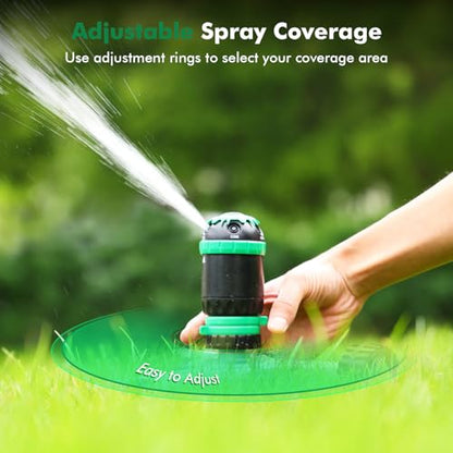 RESTMO Gear Drive Sprinkler with Metal Wheeled Base,Portable Lawn Sprinkler