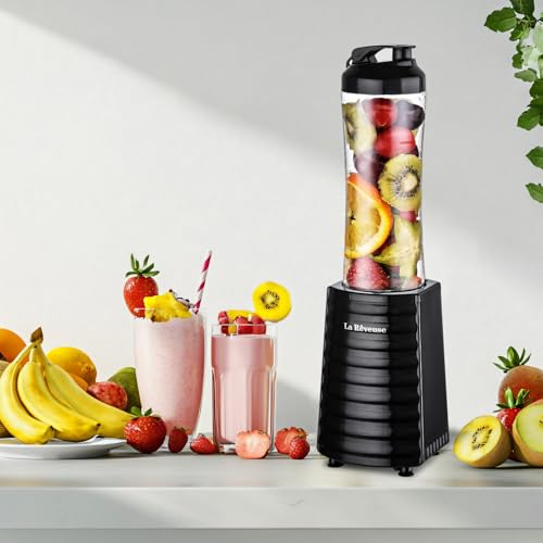 La Reveuse Personal Size Blender for Protein Shakes and Smoothies, Black - color: Black