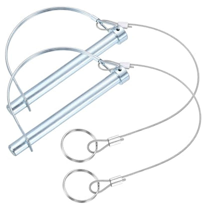 PATIKIL 2 Pcs Trailer Coupler Pins, 15/32" x 1-9/16" (12mm x 120mm) D Shape Shaft Locking Pin with Ear Extended Cord Quick Release Ring Round Arch Wire Retainer for Farm Trailers Hitches - size: 15/32" x 4-3/4"