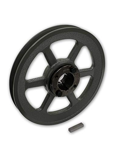 Single Groove 8.25" Cast Iron Electric Motor" H" Pulley/Sheave, Bushing Included, for 5/8" Top Width B/5L/BK/5LK Section V Belt, 1 Groove Pulley (5/8" Shaft / 0.625 Bore, BK85H) - size: 5/8" Shaft / 0.625 Bore
