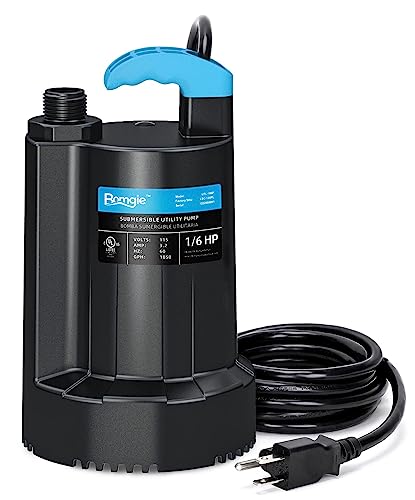 1/6 HP Submersible Water Pump, 1850GPH Sump Pump, 10ft Cord - color: Dark Black