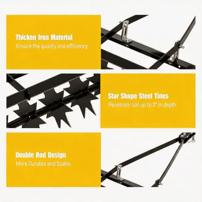 Heavy Duty Pull Behind Aerator with Star Shape Steel Tines