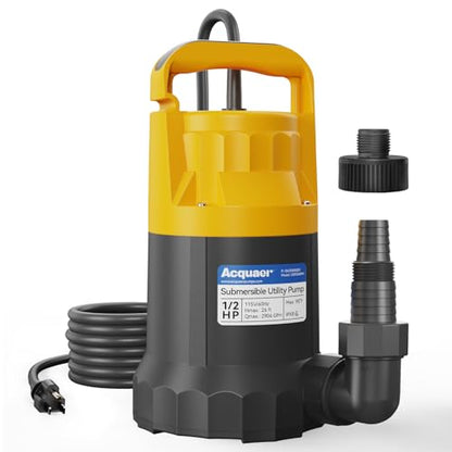 Acquaer 1/2HP Sump Pump, 2906GPH Submersible Water Pump - color: Mustard