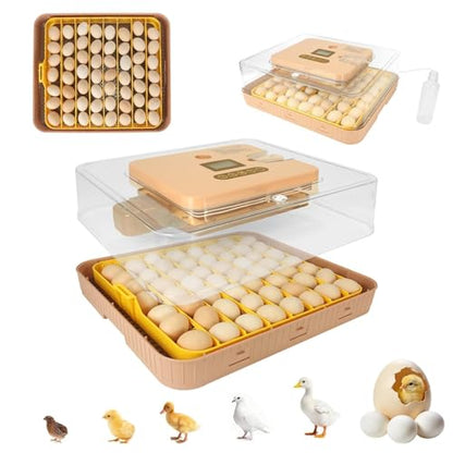 ZEMIRO CHARGE Automatic 56-Egg Incubator for Breeders, Sensor-Based Precise Humidity+Temp Control, Chick Separator, Adjustable Egg Spacing, Custom-Interval Auto Turn+Auto Stop,Preset Incubation Days - size: 56 egg-brown