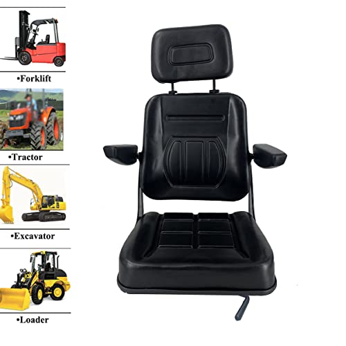 Universal Forklift Seat with Slide Track, Armrest and headrest - size: 18.5 x 9.06 x 16.93inch
