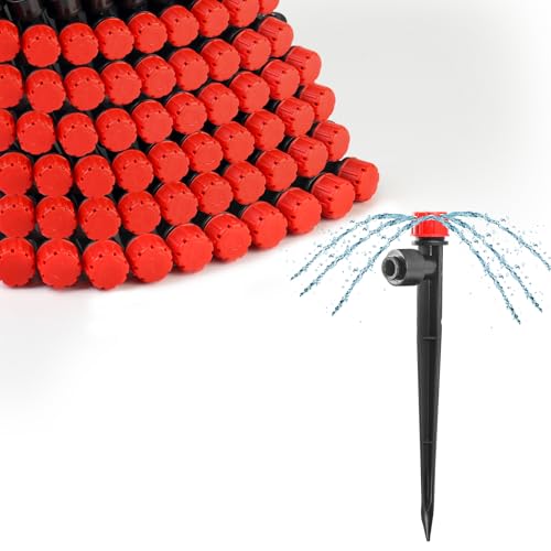 MIXC Quick-Connect Drip Irrigation Emitters for 1/4" Drip Irrigation Tubing - color: Red