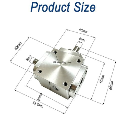 90 Degree Right Angle Gearbox 1:1 Bevel Gear Drive - size: 8mm Right Single Output Shafts