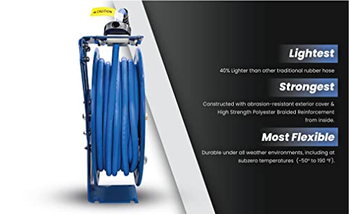 BLUBIRD BBRHD1250 18ga. Retractable Hose Reel with 1/2" X 50' Air Hose, 12 Point Ratcheting Gear, Next-Gen Rubber, Lightest, Strongest, Most Flexible, 300 PSI, -50F to 190F Degrees, Polyester Braided - size: 1/2" x 50' HD