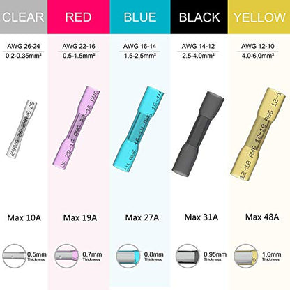 500PCS Heat Shrink Butt Wire Connectors 12-10 AWG, Insulated Waterproof Electrical Wire Connectors Automotive Marine Grade Wire Crimp Terminals Butt Splices, Ideal for Boat, Truck, Clear - size: 12-10 AWG - Clear 500 PCS