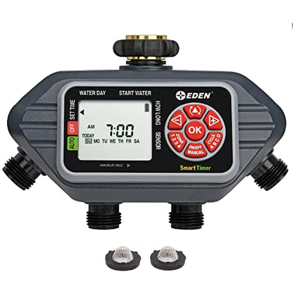 Eden 93413 Programmable Digital Water Timer 4-Zone, Compatible with Wireless Soil Moisture Sensor - size: 4 Zone