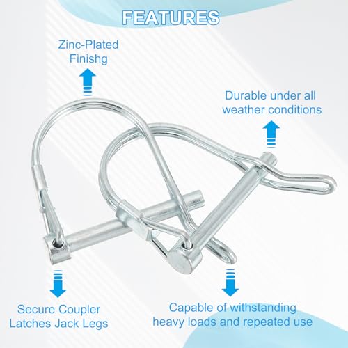PATIKIL Trailer Coupler Pin 5/16" x1-3/4, 4 Pcs Wire Lock D Shape Safety Shaft Locking Round Pto Pins for Farm Trailers Lawn Hitches Garden Tractor Kayak Boat, Silver (8x45mm) - size: 5/16" x 1-3/4"