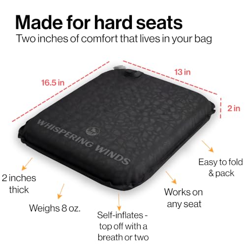 Whispering Winds Inflatable Seat Cushion - color: Black - 1pack, size: Large