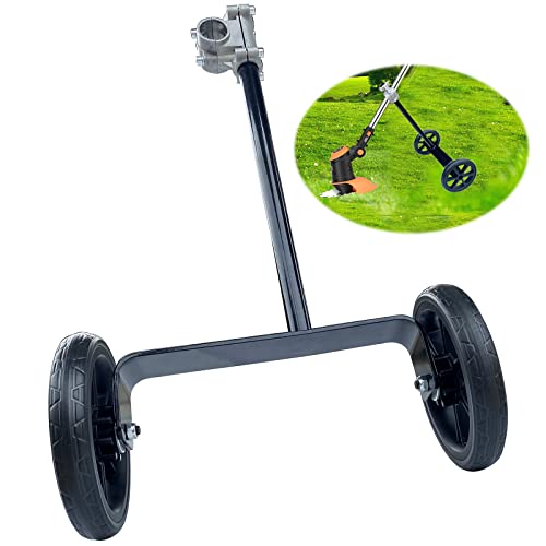 19.48" Adjustable Height String Trimmer Support Wheel with 26mm Handle Clamp, 6" Wheels Walk Behind String Trimmer Auxiliary Attachment for Easy Push Weed Trimmer Grass Cutter