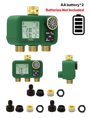 MOES 3 Zone Water Timer, Brass Fittings, Sequential Watering, No Wi-Fi - style: 3 Zones (3 Outlets)