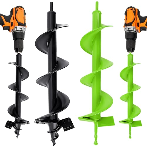 MAZING 16" x 4" Upgraded Spiral Auger Drill Bit for Planting, 2Pc Heavy Duty Garden Auger Bit, Bulb Planter Tool for Post Hole Digger Plant Flower Bedding Digging - size: 2 PCS