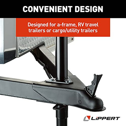 Lippert Quick Drop Tongue Jack for A-Frame Travel, Cargo, and Utility Trailers or 5th Wheel RVs, Black
