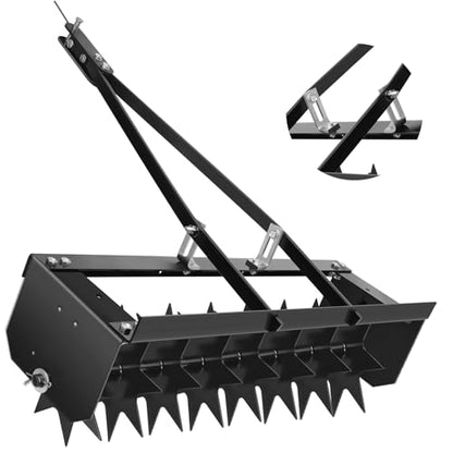 32"" Tow Behind Spike Aerator, Tractor Lawn Aerator with 8 Steel Spike Disks, Soil Mower Hitch, Lawn Soil Penetrator with Extra-Wide Tow Bar for Farm, Planting (Black, 32 in) - style: Tungsten Alloy