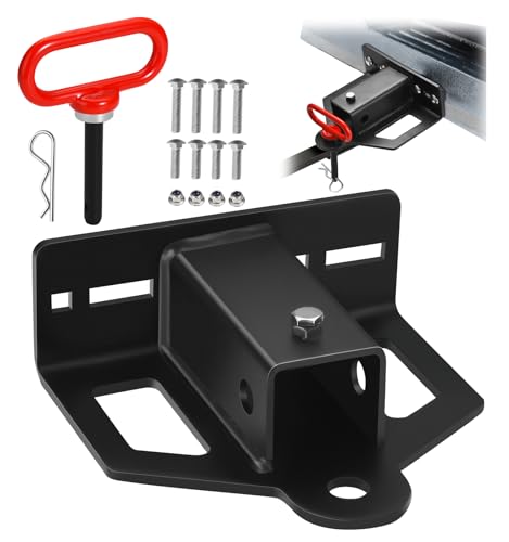 Zero Turn Lawn Mower Hitch with 2" Receiver, 6mm Thicker Heavy Duty Steel Bolt On Trailer Hitch Receivers with Chain Slot, 1/2 inch Magnetic Trailer Hitch Pin - size: 2" Receiver