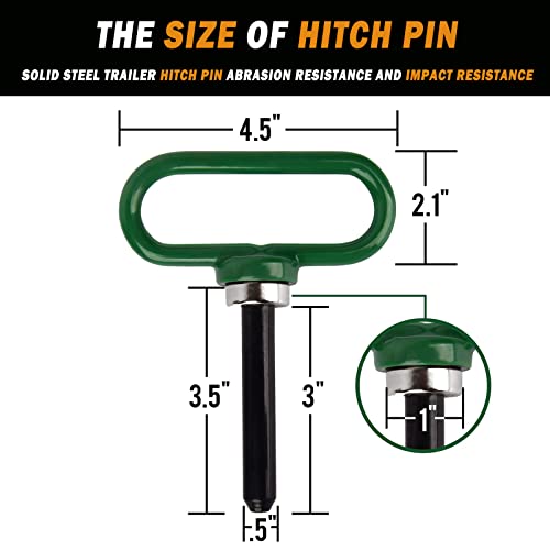 Universal Heavy Duty Zero Turn Mower Trailer Hitch with Magnetic Hitch Pin - color: Green+Orange