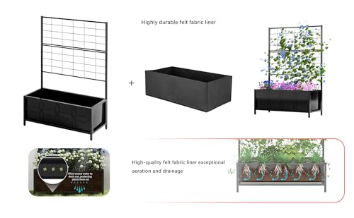 Zhongma Sturdy Raised Garden Bed with Trellis (15.75 x 35.43 x 48.8 in) for Vegetables Flower, Planter Box for Backyard Patio Balcony - size: 15.75 x 35.43 x 48.8 in
