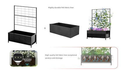 Zhongma Sturdy Raised Garden Bed with Trellis (15.75 x 35.43 x 48.8 in) for Vegetables Flower, Planter Box for Backyard Patio Balcony - size: 15.75 x 35.43 x 48.8 in