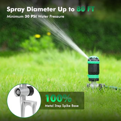 RESTMO 2 Pack Gear Drive Sprinkler with Step Spike Base, Green - color: Green, size: 2 Pack