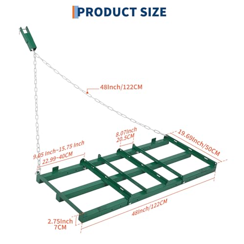 Heavy Duty 4FT Drag Harrow for ATV/UTV/Tractor/Mower – Adjustable Bars & 72in Chain – Professional Driveway Grader & Landscape Rake – Ideal for Lawn and Yard Leveling, Green - color: Green