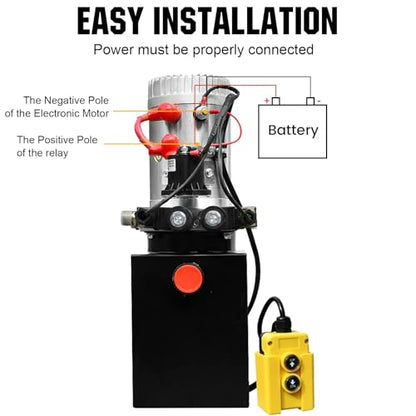 DC HOUSE Electric Hydraulic Pump Unit Metal Reservoir for Dump Trailer (Double Acting 10 Quart) - size: 10 Quart Double