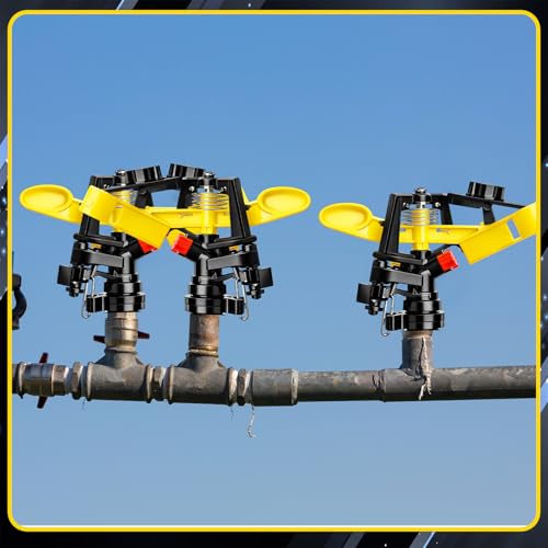 Honoson 1/2 Inch Plastic Impact Sprinklers Heads Adjustable 0-360 Degree Pulsating Oscillating Watering Sprinkler Head for Garden Law Grass Yard Irrigation Supplies(4 Pcs,Yellow) - color: Yellow