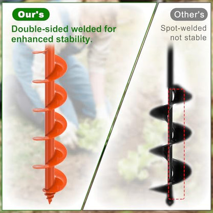 Insaga Auger Drill Bit for Planting 3''x32'' Garden Earth Auger 3mm Thicker Drill Augers for Digging Holes Heavy Duty Auger Post Hole Digger for Bulb, Flowers, Plants - Fits 3/8" Hex Drive Drill - size: 3x32''